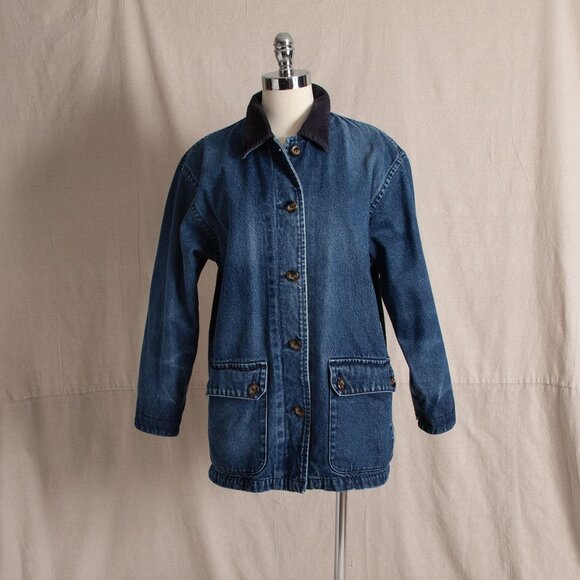 St. John's Bay Jackets & Blazers - Vintage 90s St. John's Bay Women's Denim Barn Coat Chore Jacket Corduroy Collar